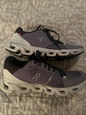 On Running Purple and Black Cloudflyer Athletic Shoes